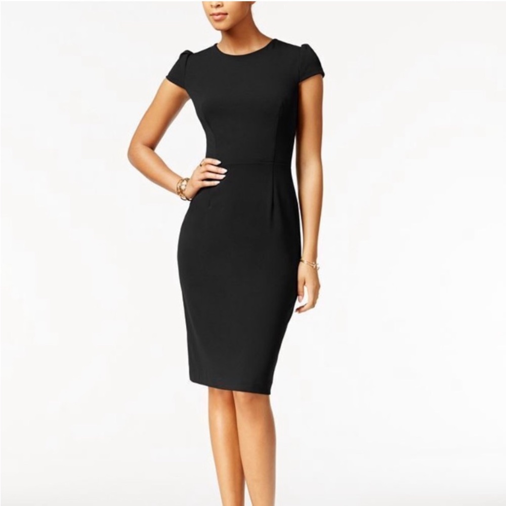 Betsy Johnson black cap sleeve pencil dress